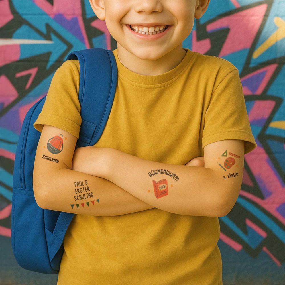 Personalisierbare Kinder Tattoos Schulanfang