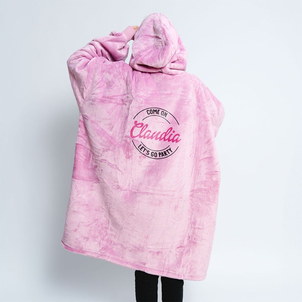 Personalisierbare Hoodie Decke Let's Go Party