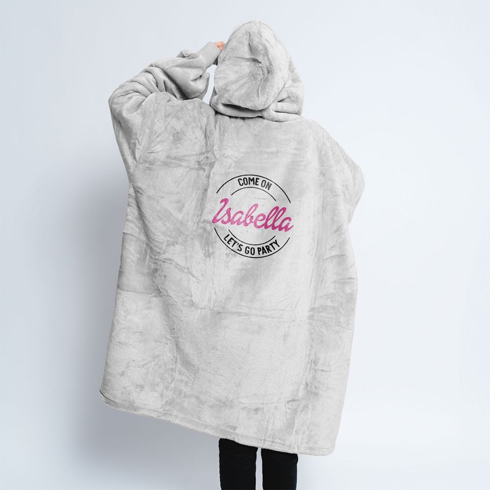 Personalisierbare Hoodie Decke Let's Go Party
