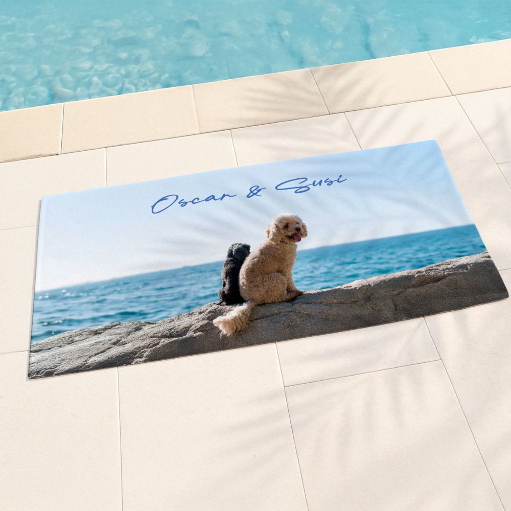 Personalisierbares Handtuch mit Foto und Text