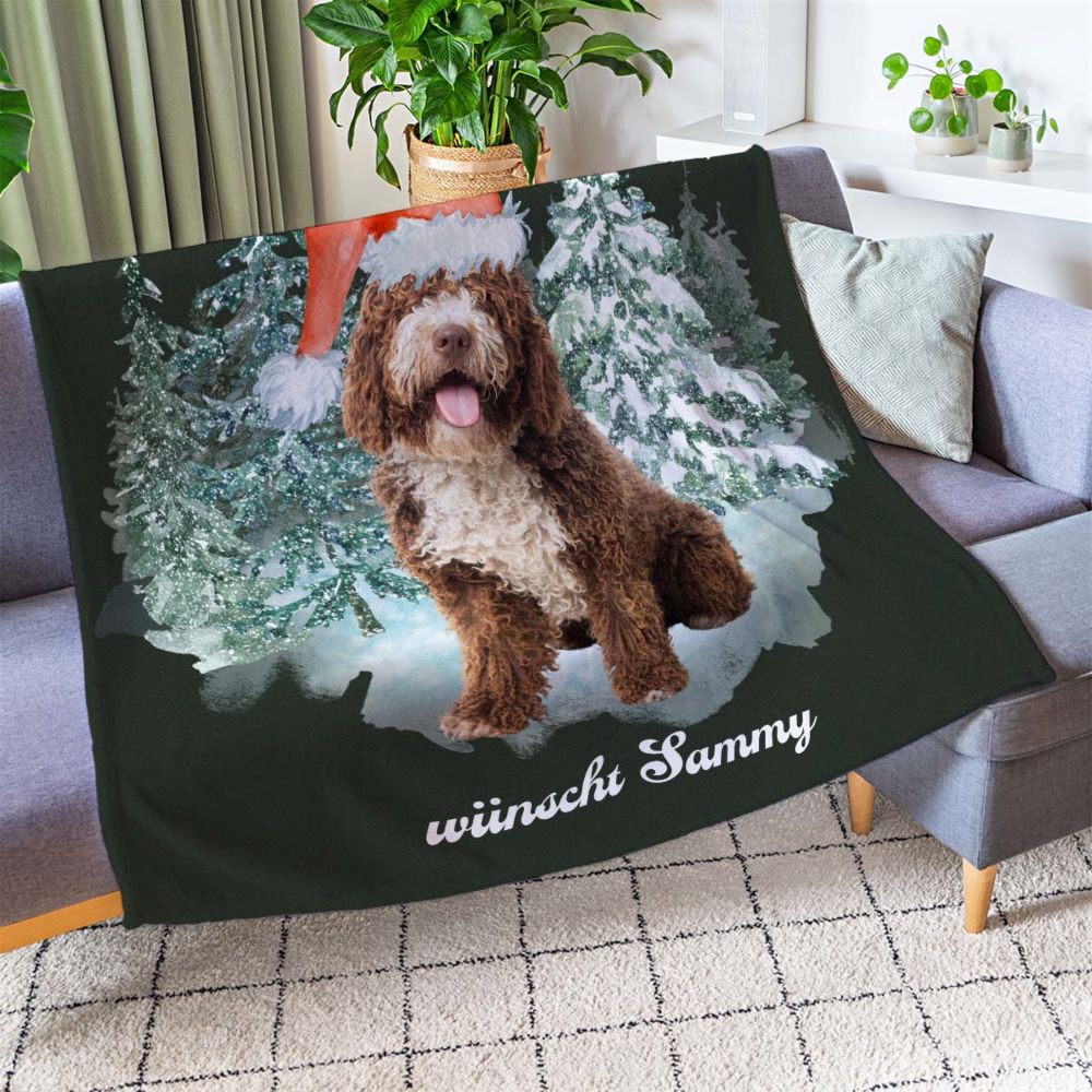 Personalisierbare Bootleg Weihnachtsdecke mit Haustier