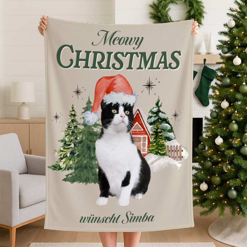 Personalisierbare Bootleg Weihnachtsdecke mit Haustier