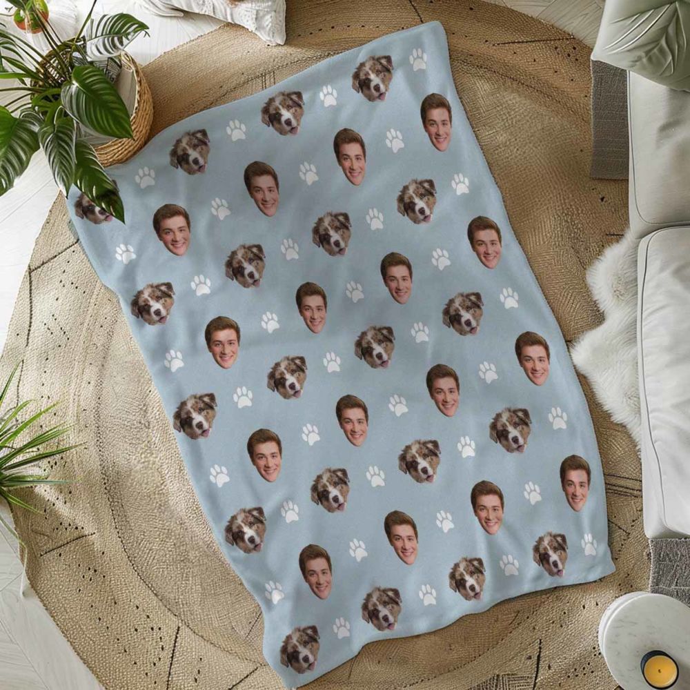 Personalisierbare Decke mit Haustier und Gesicht