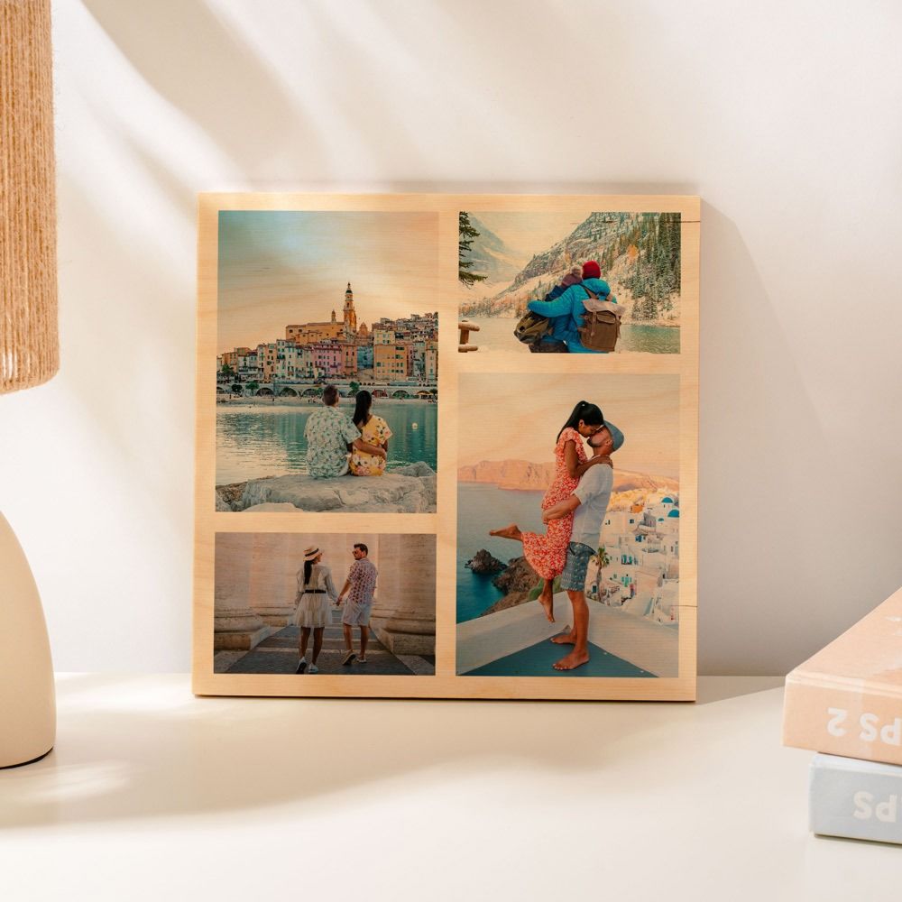 Personalisierbares Foto Holzbild mit 4 Fotos