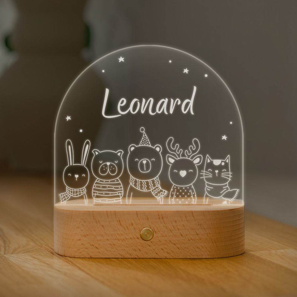 Personalisierbare LED-Lampe mit Name und Tiere