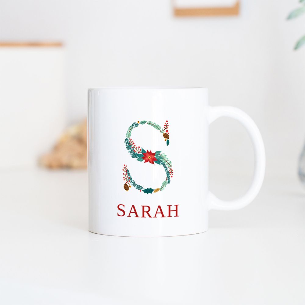 Personalisierbare Tasse mit  winterlichem Monogramm
