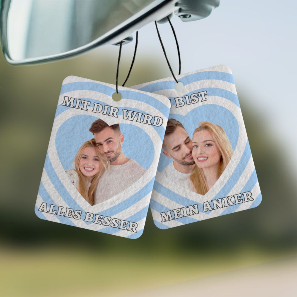 Personalisierbarer Retro Duftbaum 2er Set mit Gesicht und Text