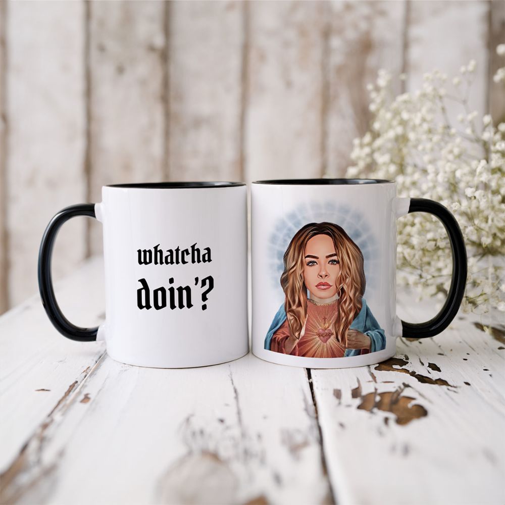 Personalisierbare Tasse Heiligenschein mit Gesicht und Text