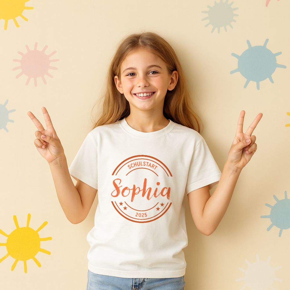 Personalisierbares Kinder T-Shirt mit Kreis und Text