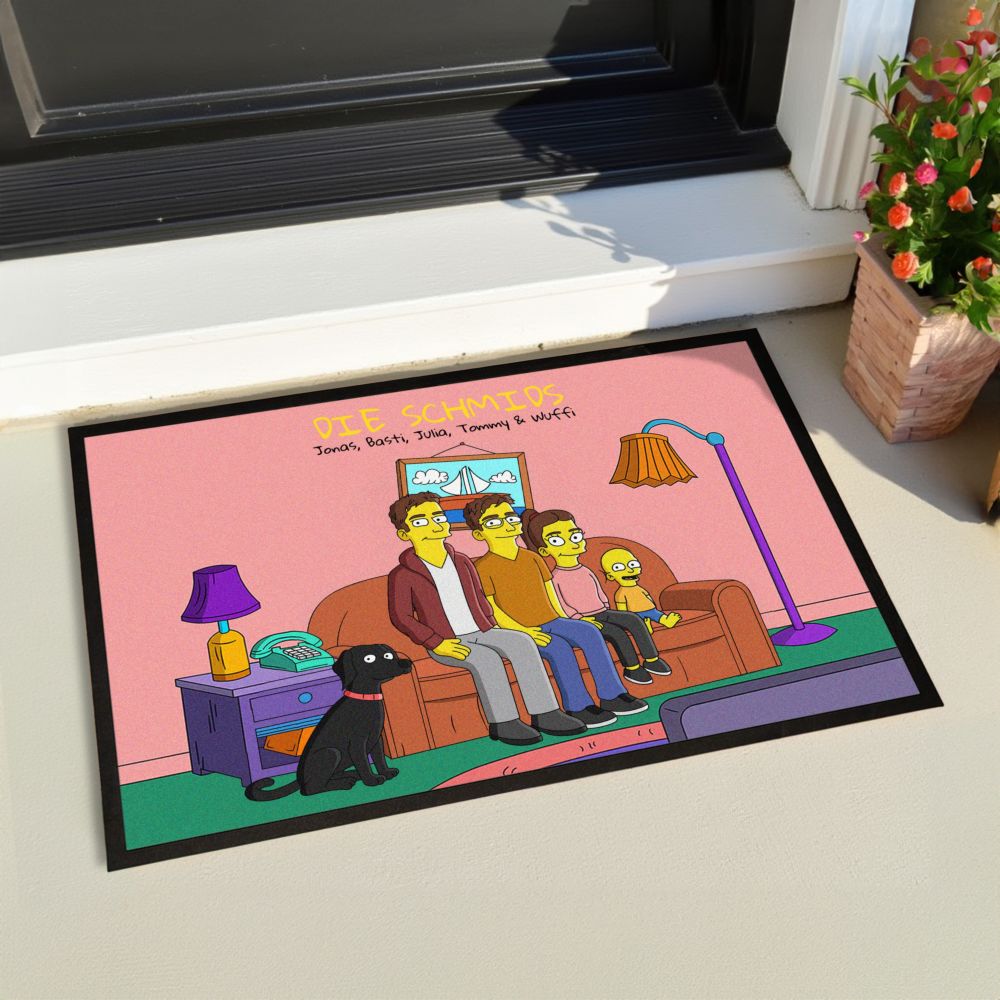 Personalisierbare Fußmatten-Illustration Cartoon Familie