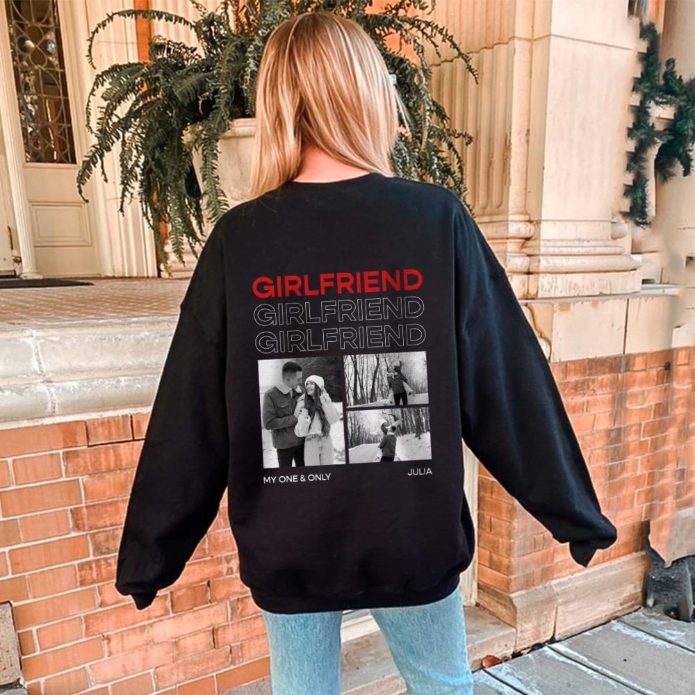 Personalisierbarer Pullover mit Schwarz Weiß Fotos und Text