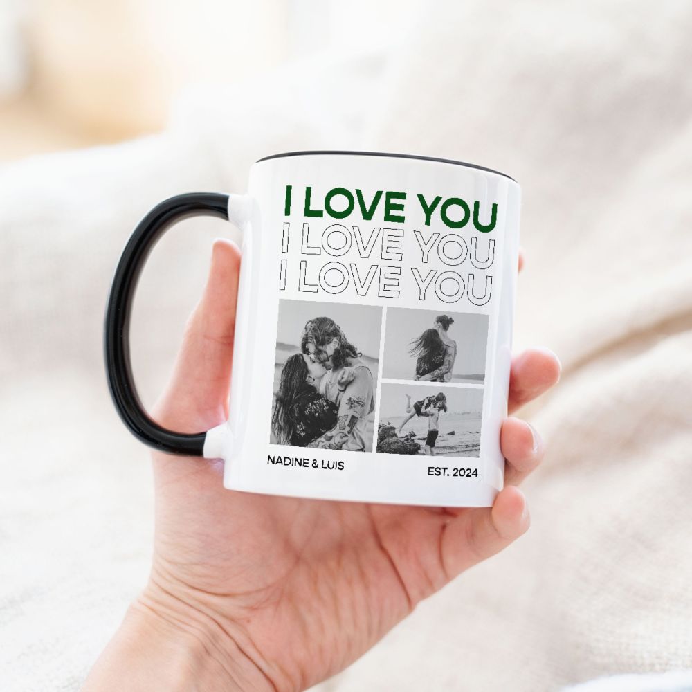Personalisierbare Tasse mit Schwarz Weiß Fotos und Text