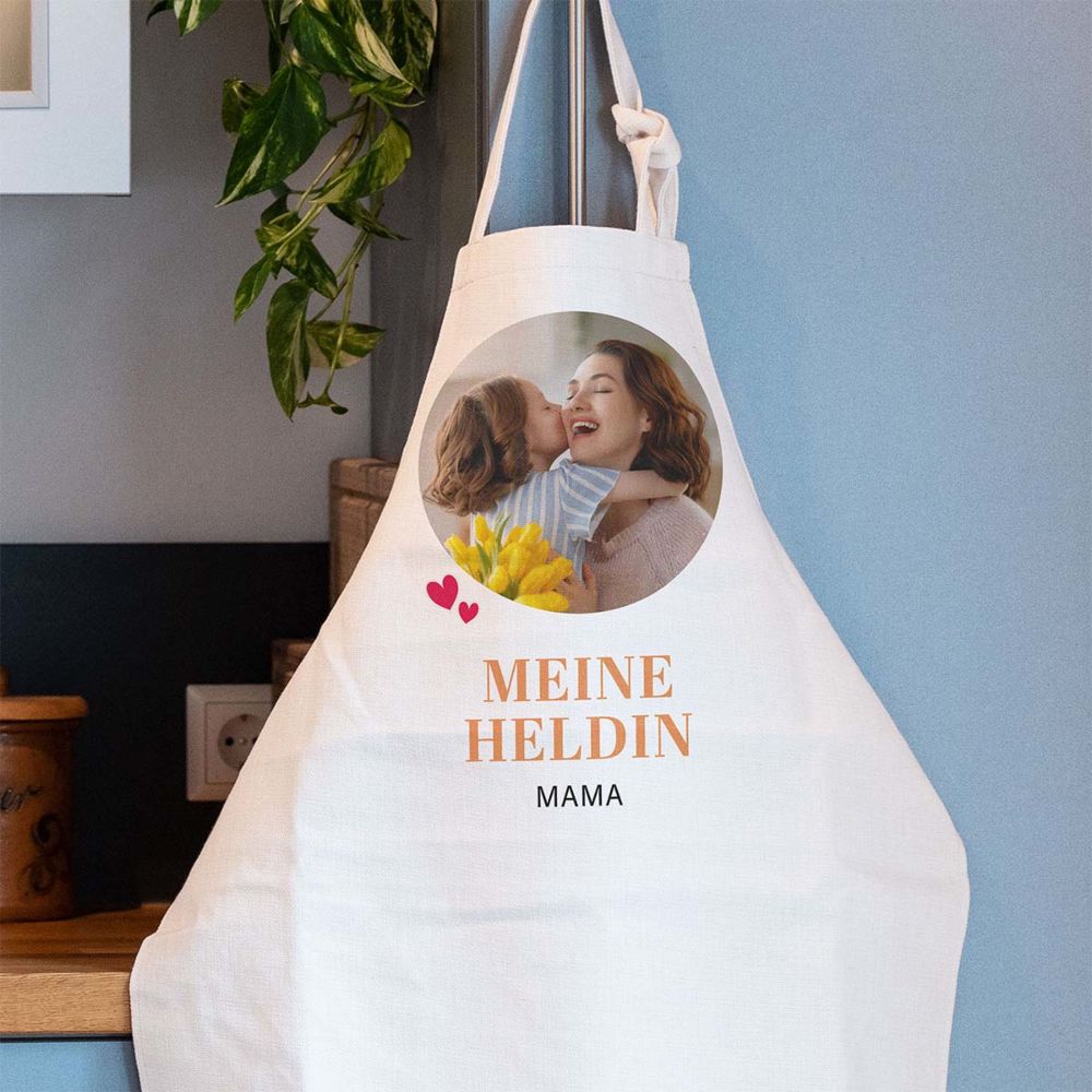 Personalisierbare Kochschürze mit Foto und Text