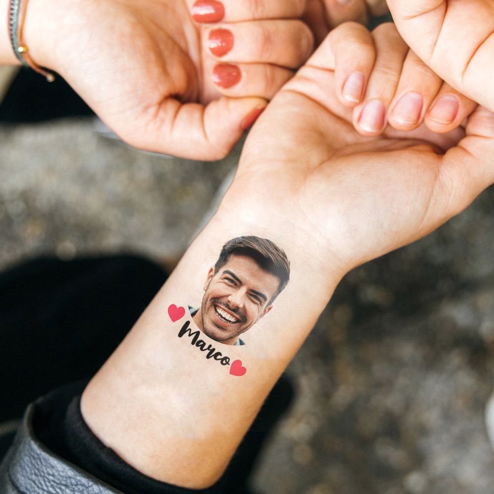 Personalisierbare Tattoos 6er Set mit Gesicht und Text