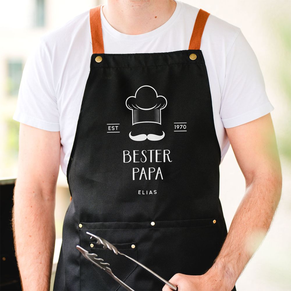 Personalisierbare Schürze Grillmeister mit Text