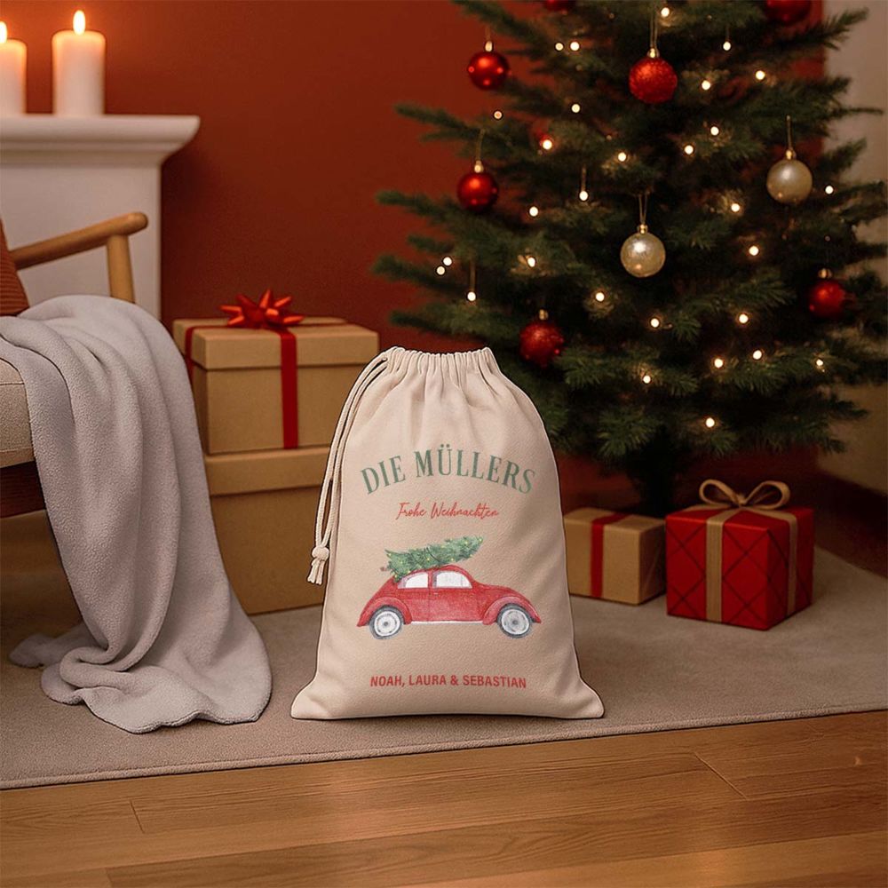 Personalisierbarer Weihnachtssack mit Illustration