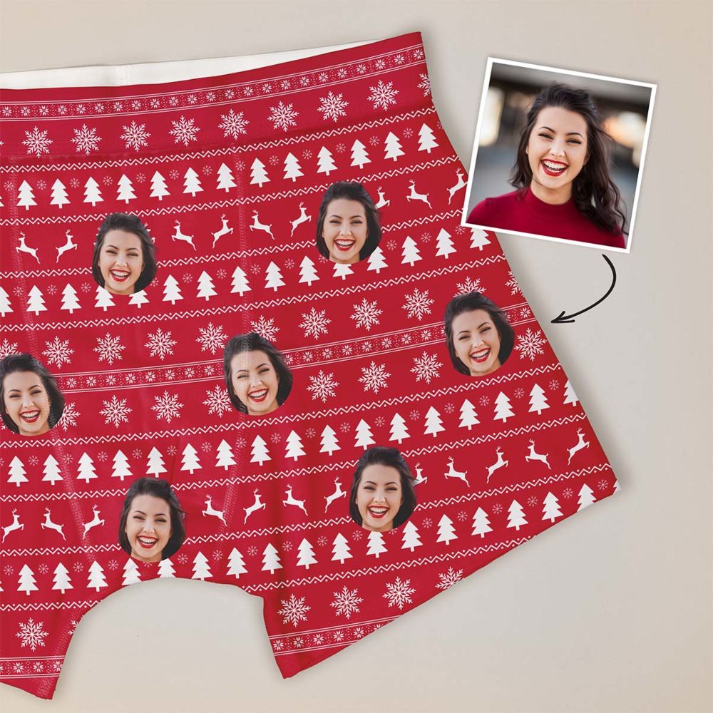 Weihnachtliche Boxershorts mit Gesicht und Muster