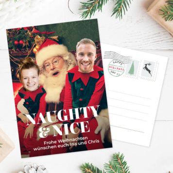 Personalisierbare Weihnachtskarte mit 2 Gesichtern - Design