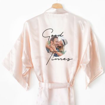 Personalised Satin Robe with Photo and Text - Design