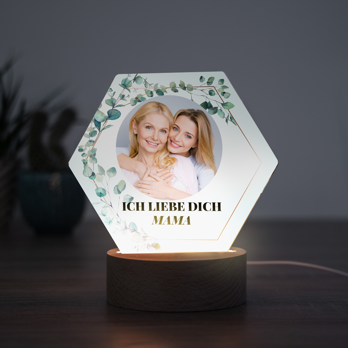 Muttertagsgeschenke LED-Leuchte Blätter mit Bild und Text