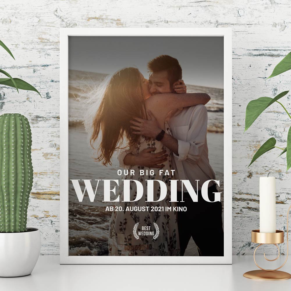 Hochzeitsgeschenke personalisiertes Poster im Kinoplakat Stil